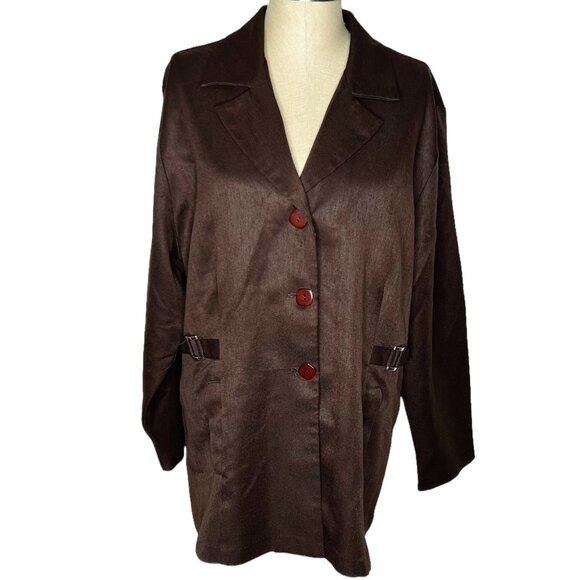 Maggie Lawrence Blazer VTG Womens Size 18/20 Brown Career Wear - Picture 2 of 4